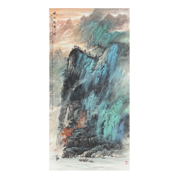 【墨漓】资春成  四尺竖幅137*68cm 《峡江朝晖图》国画山水纯手绘