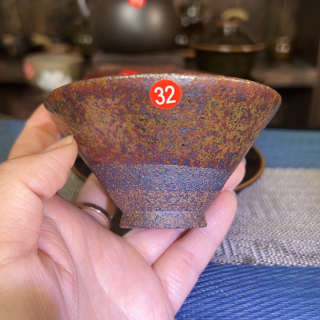 纯手工紫金色主人杯原矿釉