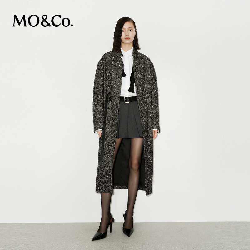【赵老板专属】MOCO大衣冬含绵羊毛长款重工外套附腰带MBD4OVCT08