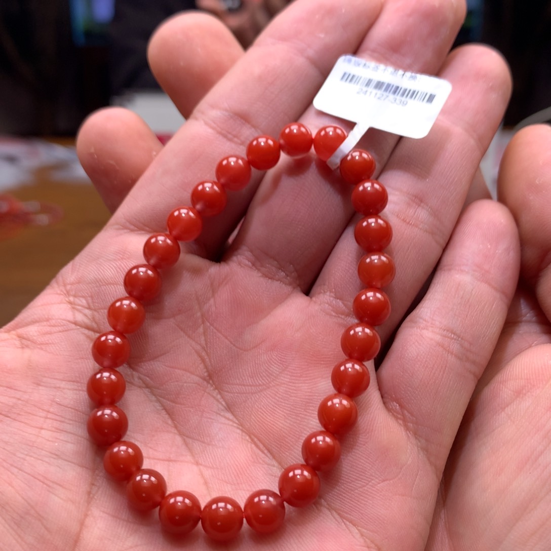 南红玛瑙戒指未镶嵌7mm➕官坡锦红