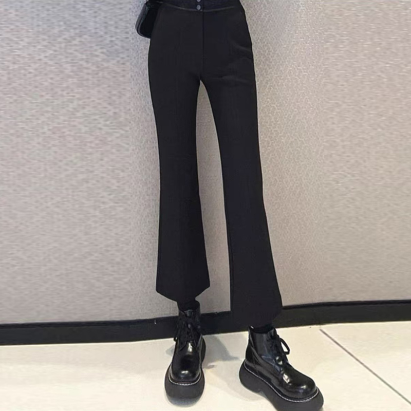 【商场同款】秋冬新款高腰显瘦加绒九分休闲裤微喇裤1100485