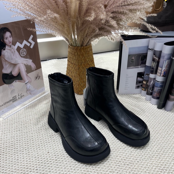 213-226玛莎玛索新款后拉链系带休闲马丁靴女大棉时尚百搭英伦风