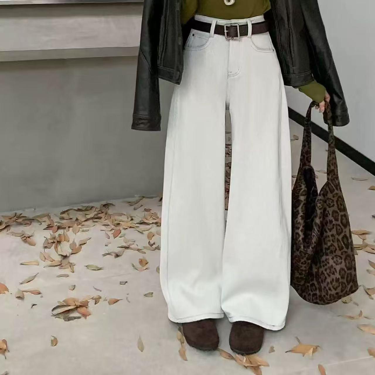 『雨美 Show』1001韩版时尚百搭加绒阔腿裤