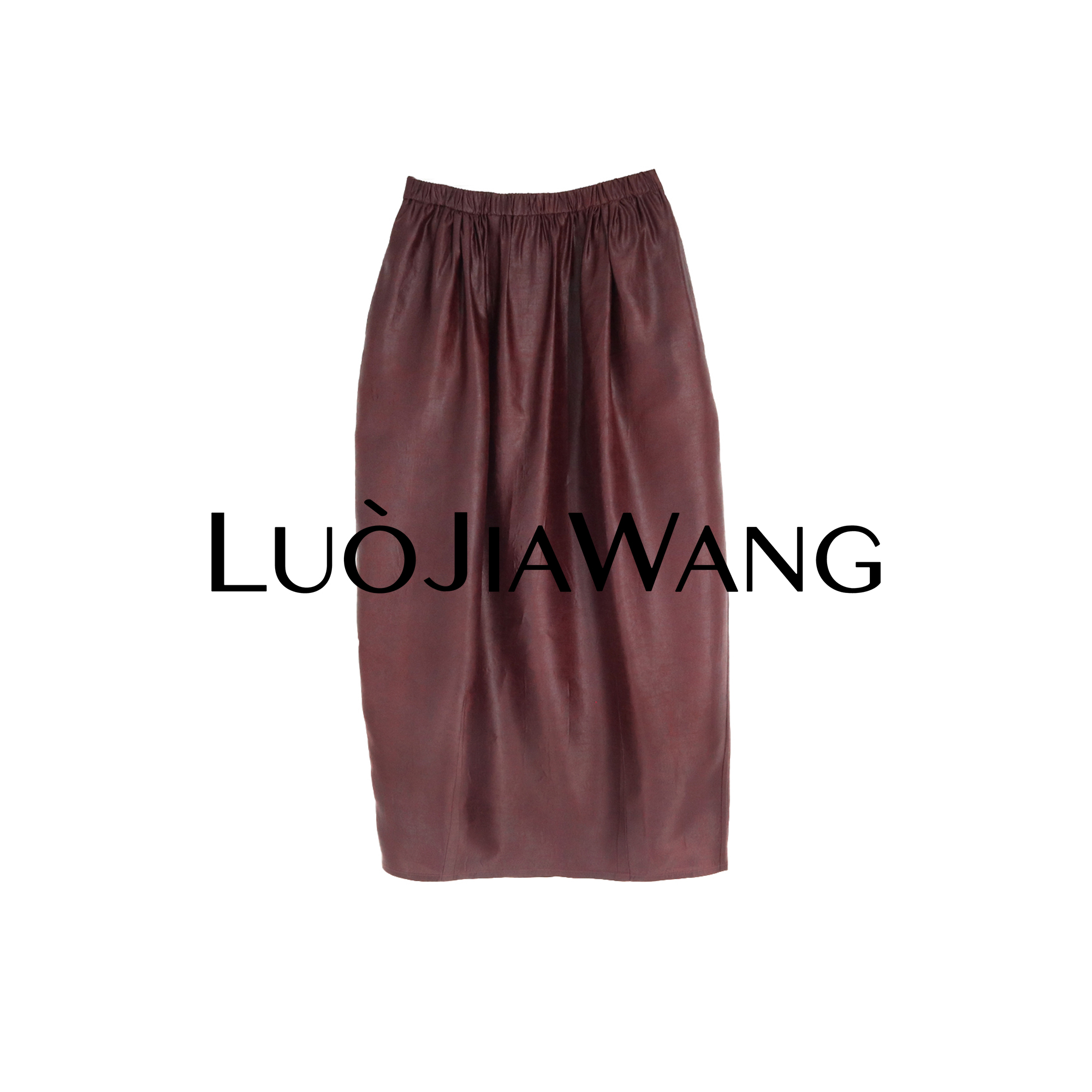 LUOJIAWANG夏季极简高级百搭红云纱龟裂纹时尚半裙
