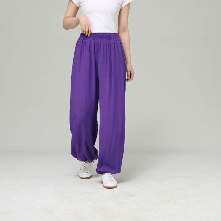 太极拳运动裤棉绸时尚百搭2025新款春夏秋季彩裤宽松休闲健身服装
