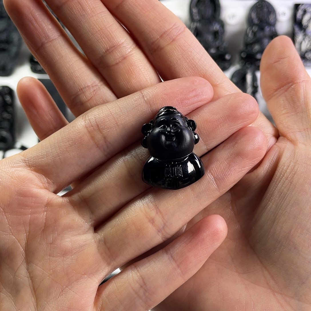 三***子翡翠未镶嵌颈饰财神