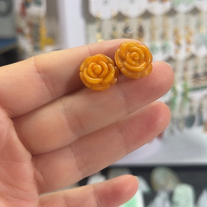 ****子翡翠银S925镶嵌耳饰耳饰