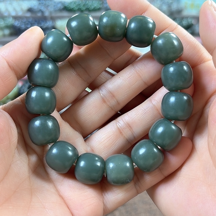 和田玉手链未镶嵌新疆且末蓝老型卡16