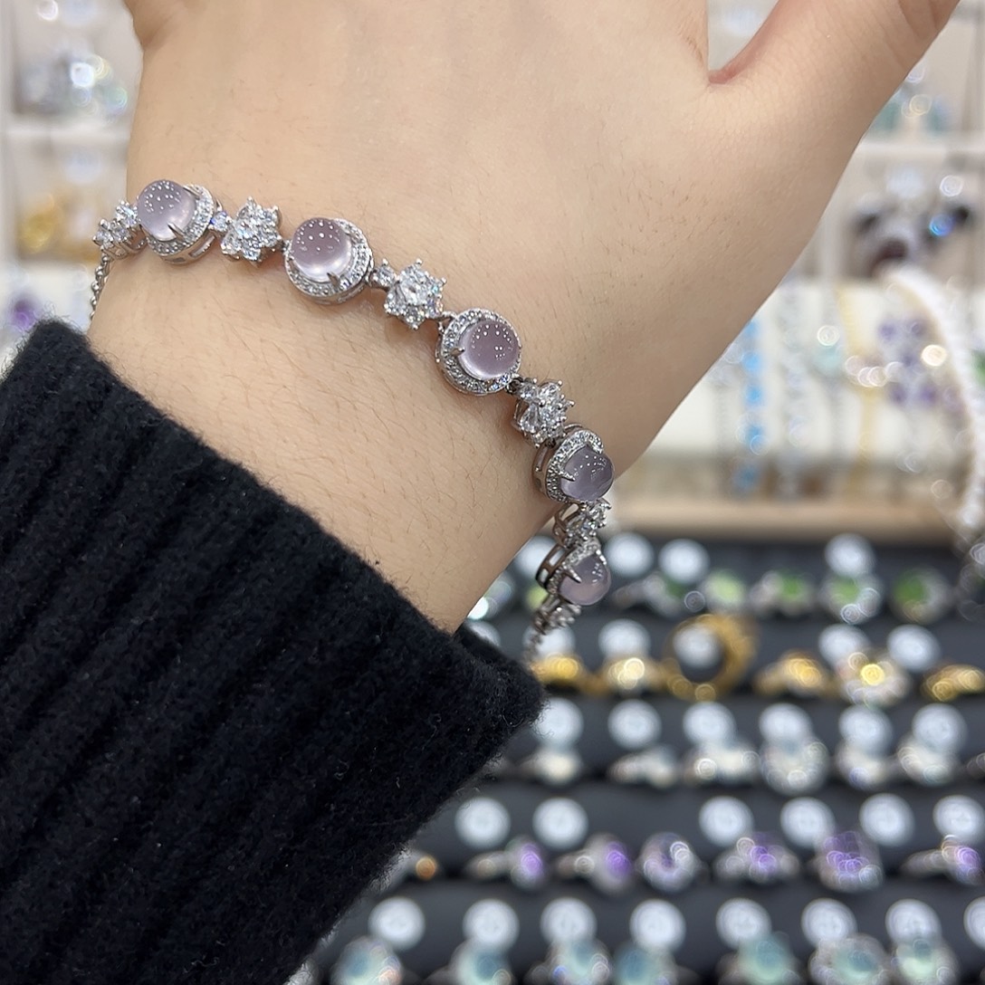 一***子萤石手链银S925镶嵌