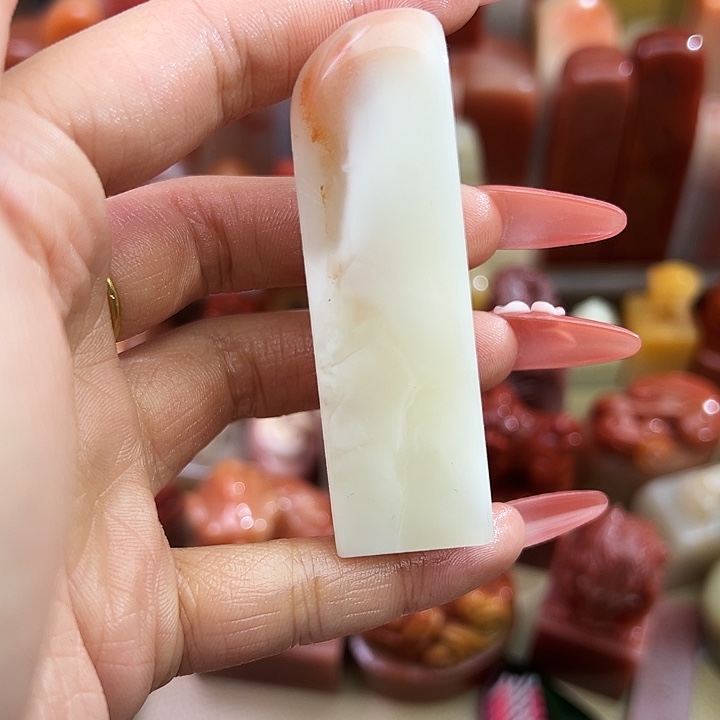 舒***空寿山石印石145号羊脂玉白