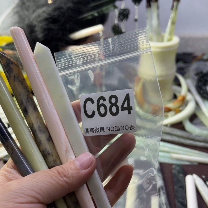 蛇纹石玉发饰合金严**✨