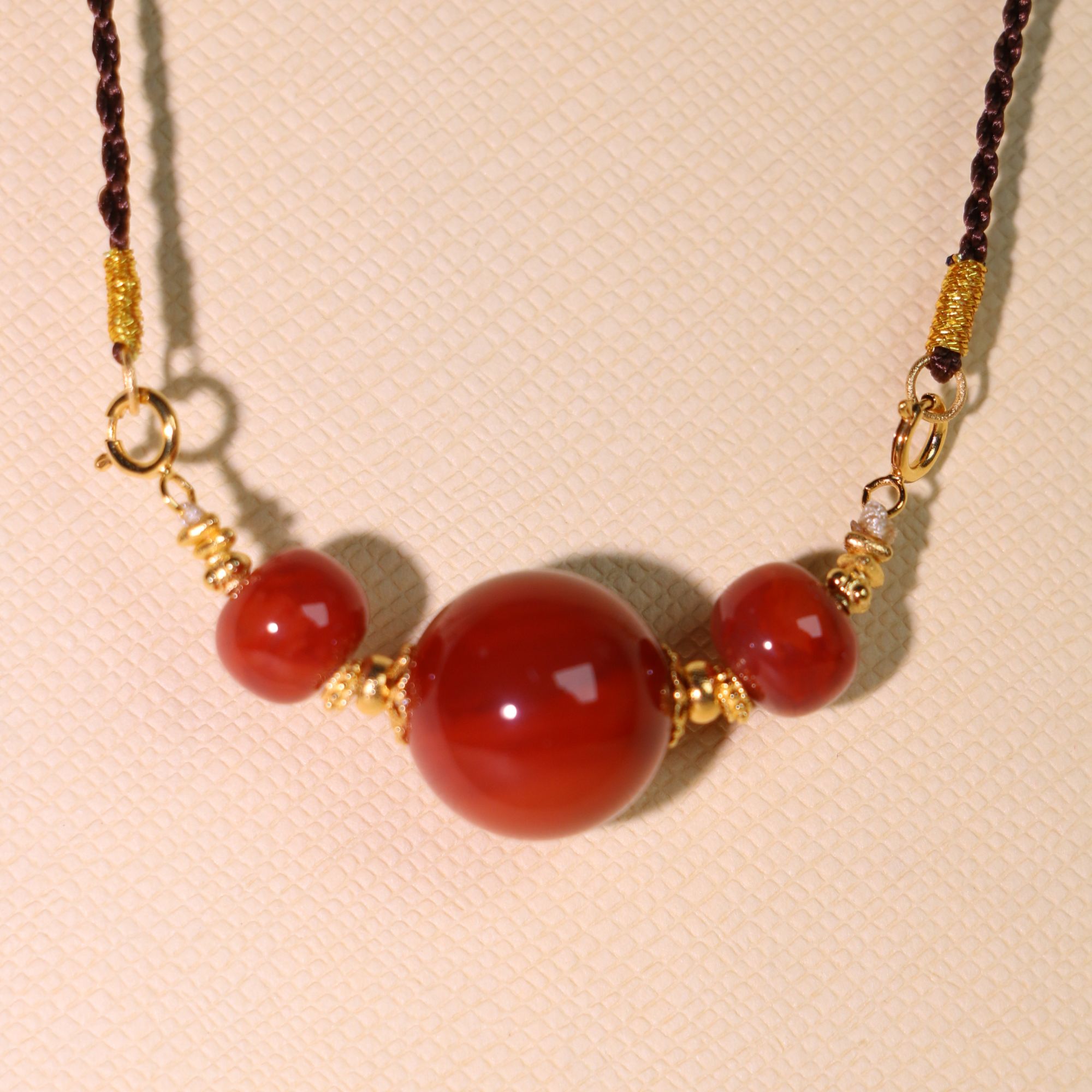 【映霞】南红原矿无优化无胶裂火焰纹单珠项链时尚气质万能链