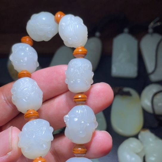 和田玉（白玉）未镶嵌玉牌简**繁