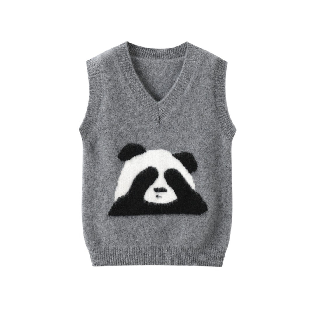 儿童纯羊毛无袖V领马甲男女童保暖针织坎肩背心秋冬款