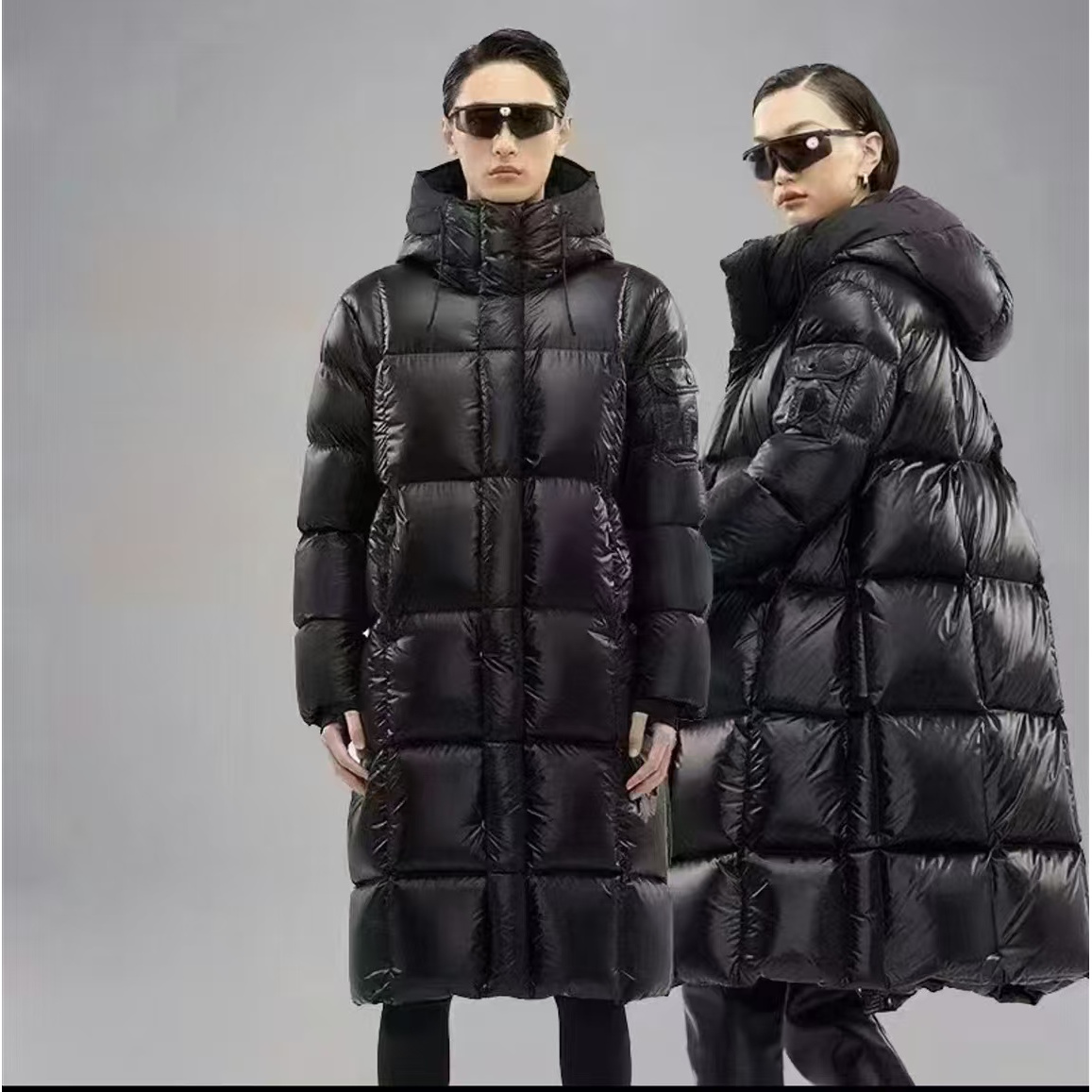 A120#男女同款冬日火炉中长款厚鹅绒服2024新款保暖外套