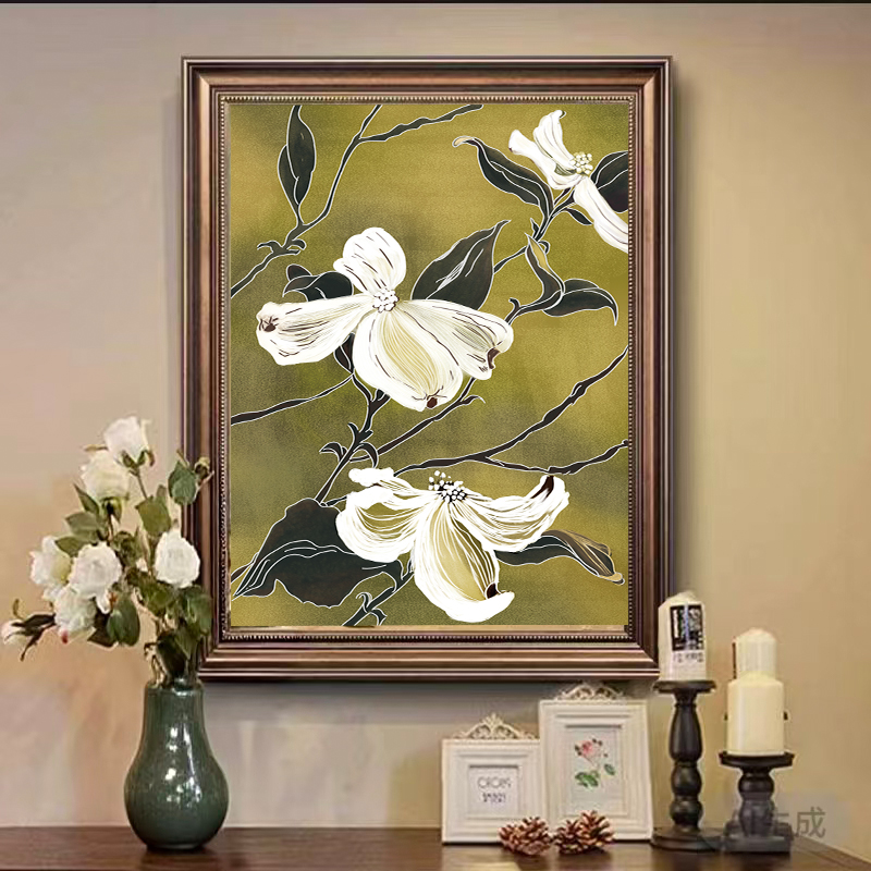 《玉兰的春》法式复古轻奢中古现代装饰画-FL32-欧棕-40-60