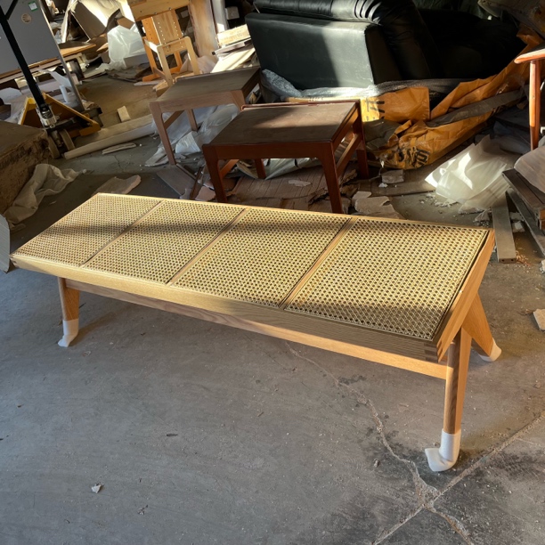 红橡藤编长凳1.35–1.55×45×43瑕疵无售后木工0122