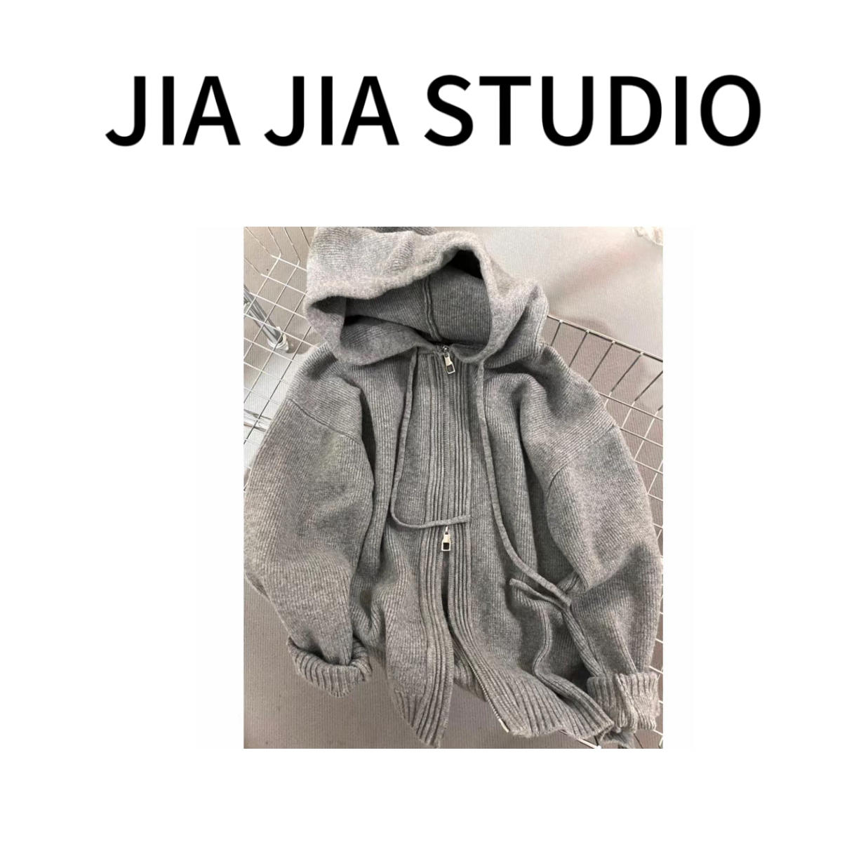 嘉嘉推荐#8124【冬季加厚】慵懒风 双拉链连帽毛衣