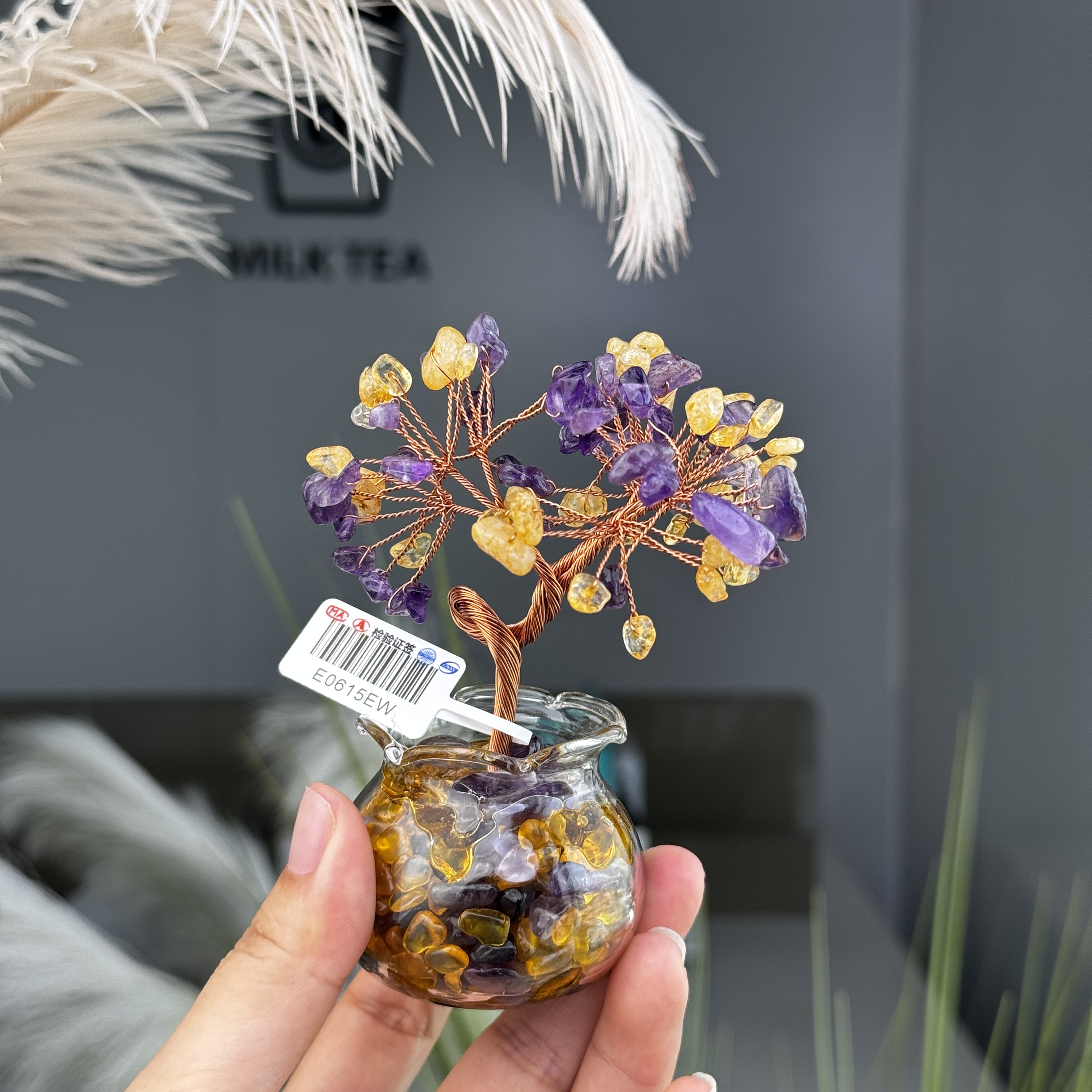 忘忧·黄水晶紫晶发财树摆件