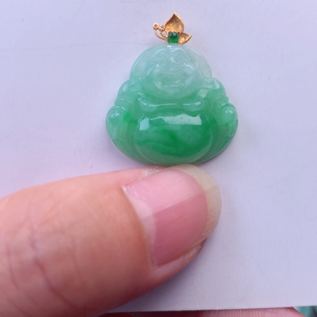 翡翠吊坠(不含链)18K金镶嵌