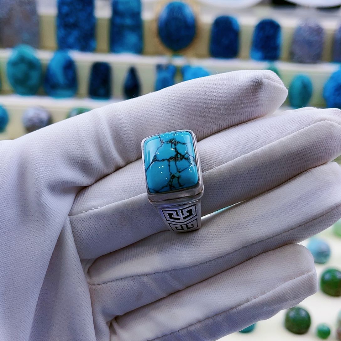 绿松石挂件银S925镶嵌