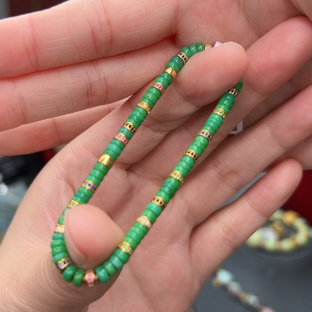 绿松石珠宝奇石18K金镶嵌小*棍