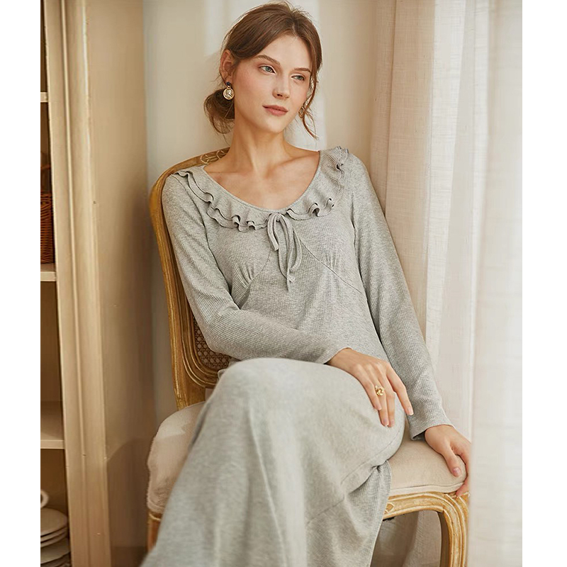 米诗缇【罗勒清晨睡裙】小众潮牌时尚设计舒适可外穿长袖睡裙家居服