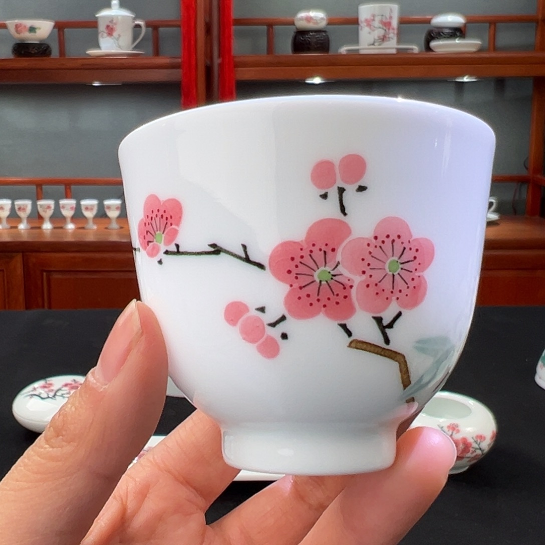 翠竹红梅单直口杯 杨所长底款