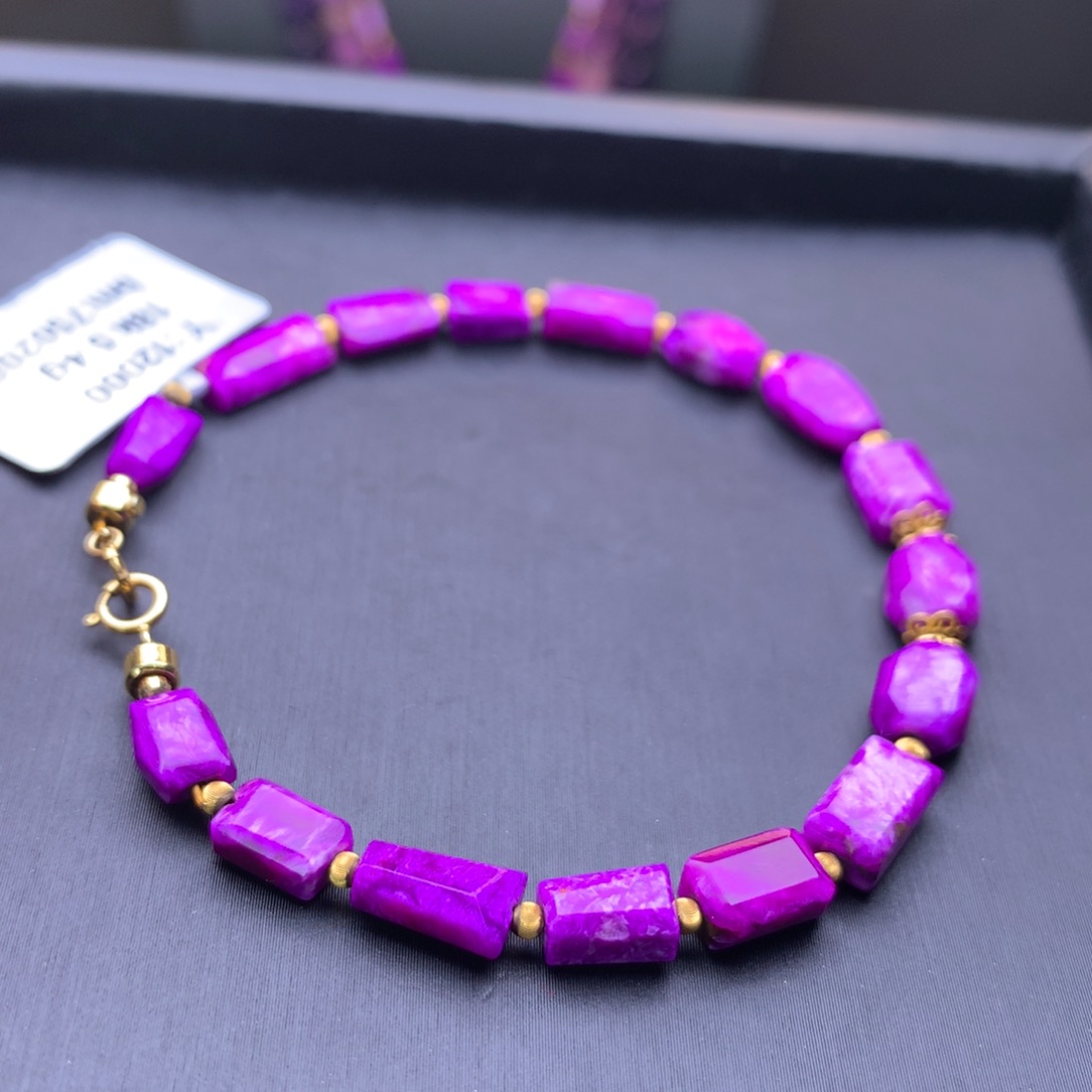 18K金镶嵌苏纪石（舒俱来）丝绒手串