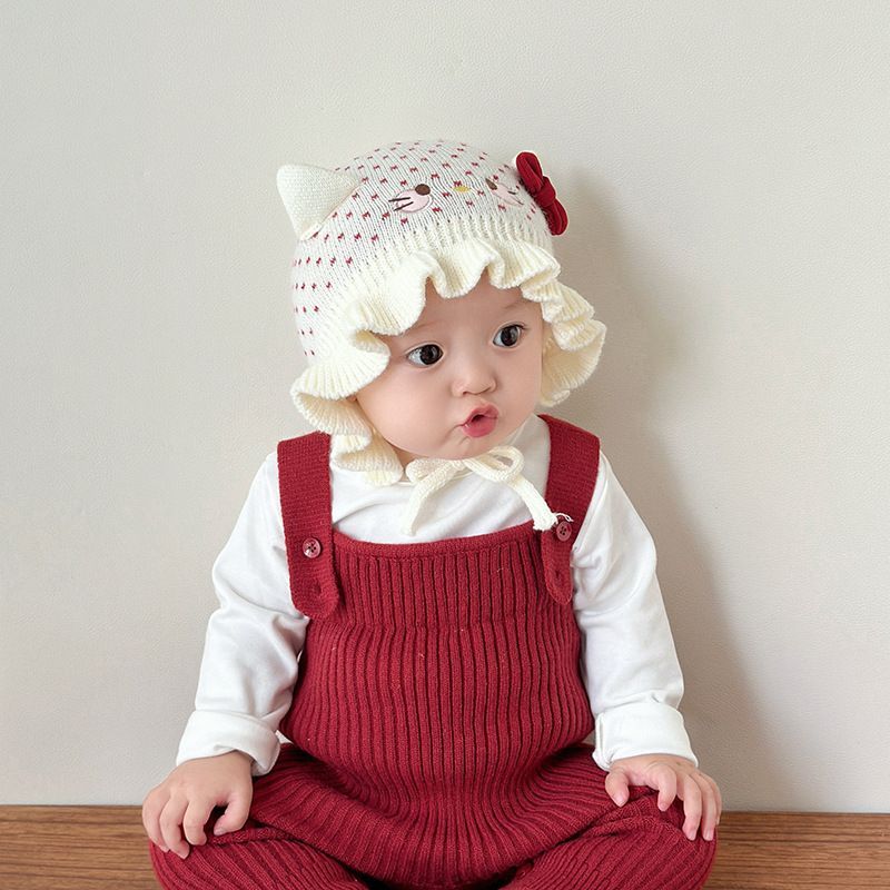 婴儿帽子秋冬新款毛线帽宝宝可爱卡通超萌加厚保暖护耳帽冬天防风