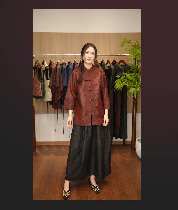 莨木与纱-红云纱拼接重工祥云四经绞萝太太服