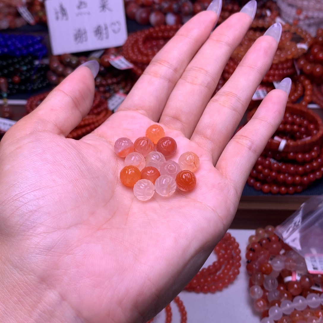 未镶嵌手链南红玛瑙莲花珠45号