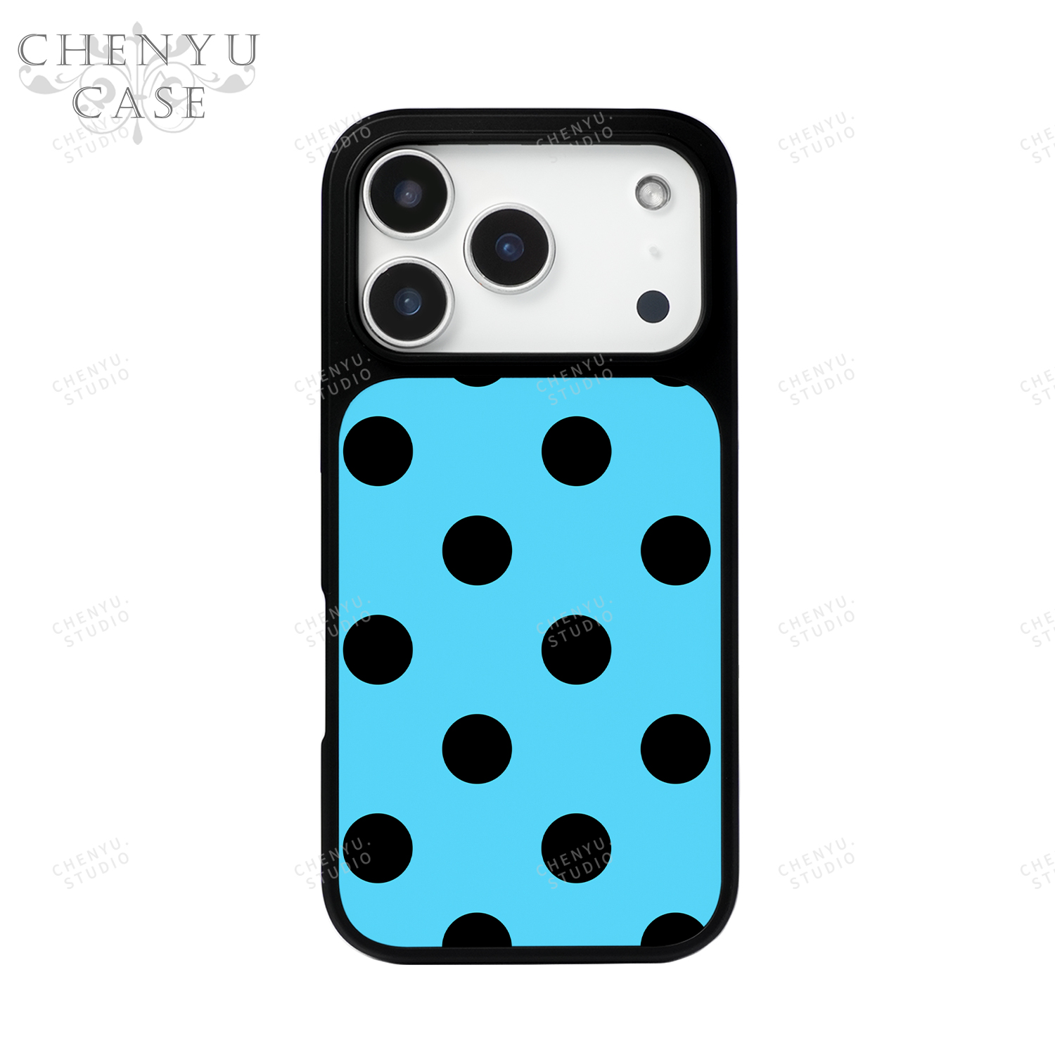 蓝底黑色波点磁吸磨砂壳适用苹果17promax/16小米17高级防摔壳