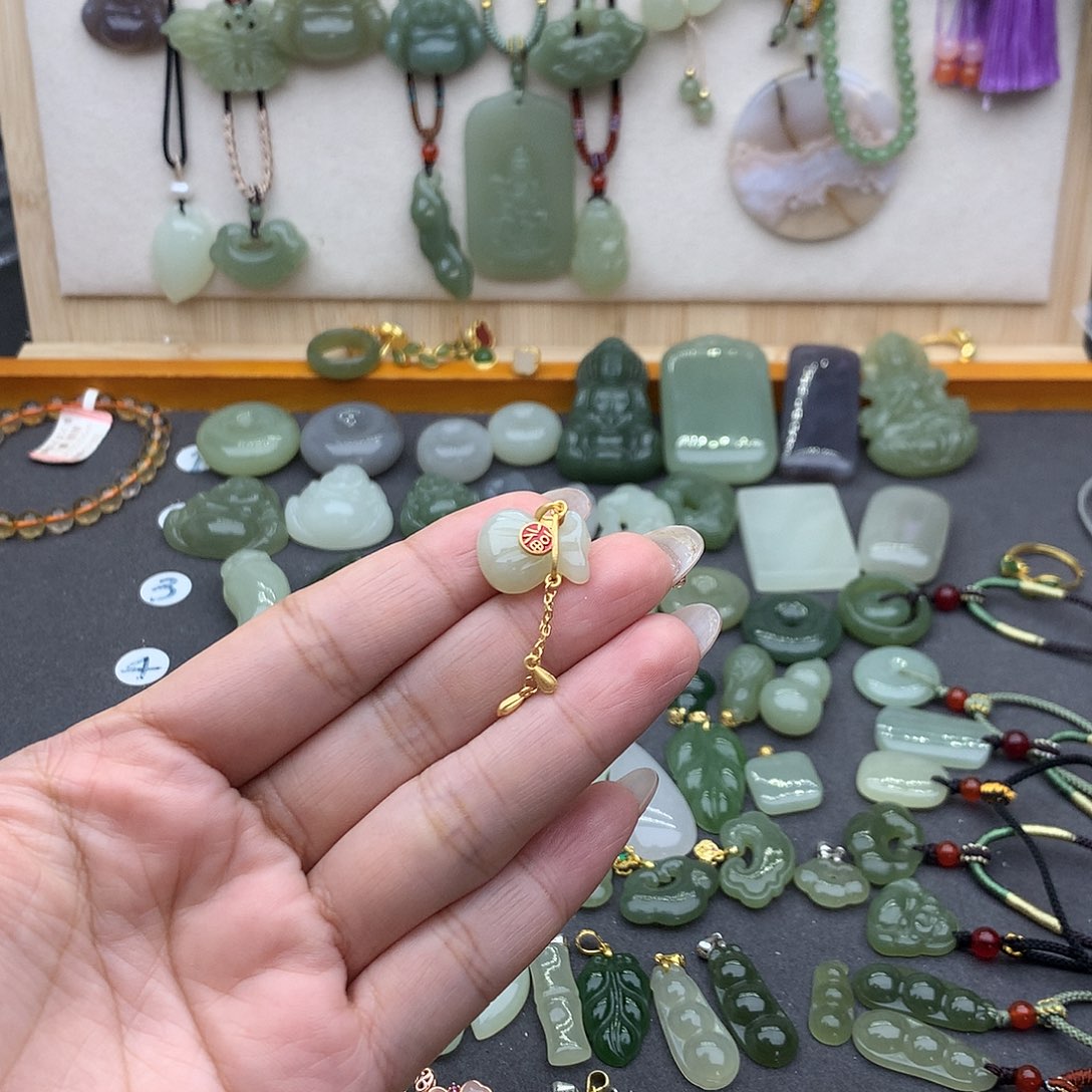 和田玉吊坠(不含链)银S925镶嵌