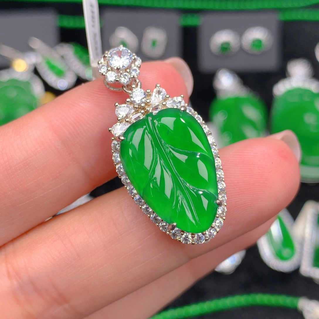 翡翠银S925镶嵌吊坠(不含链)