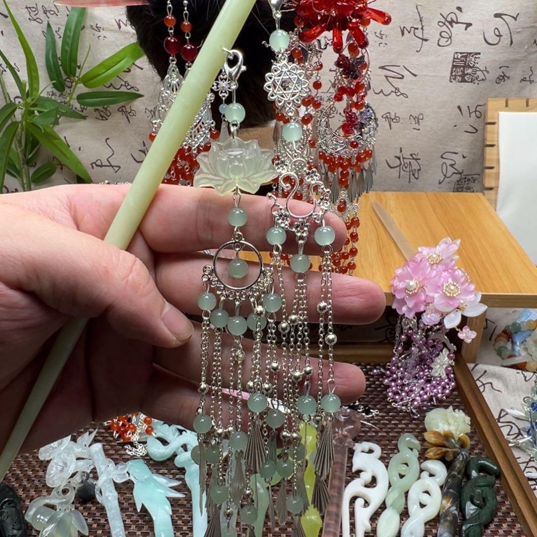 蛇纹石玉合金发饰