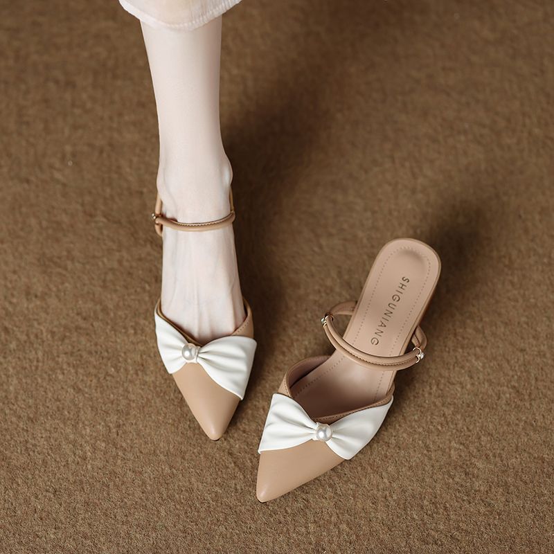 包头凉鞋女款2025夏季新款时尚法式仙女尖头两穿二合一拖鞋女