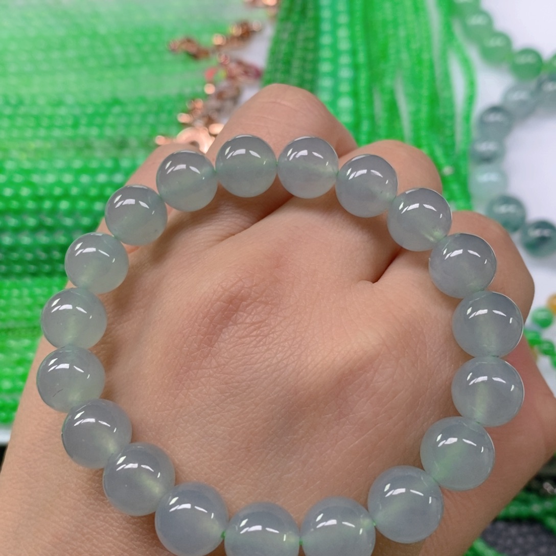 翡翠颈饰未镶嵌冰晴圆珠手链10m' m