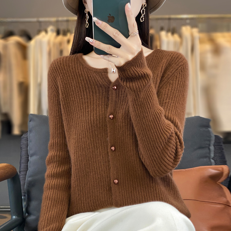 羊毛衫女针织长袖毛针织衫手工钉珠针织衫针织衫cleanfit风百搭