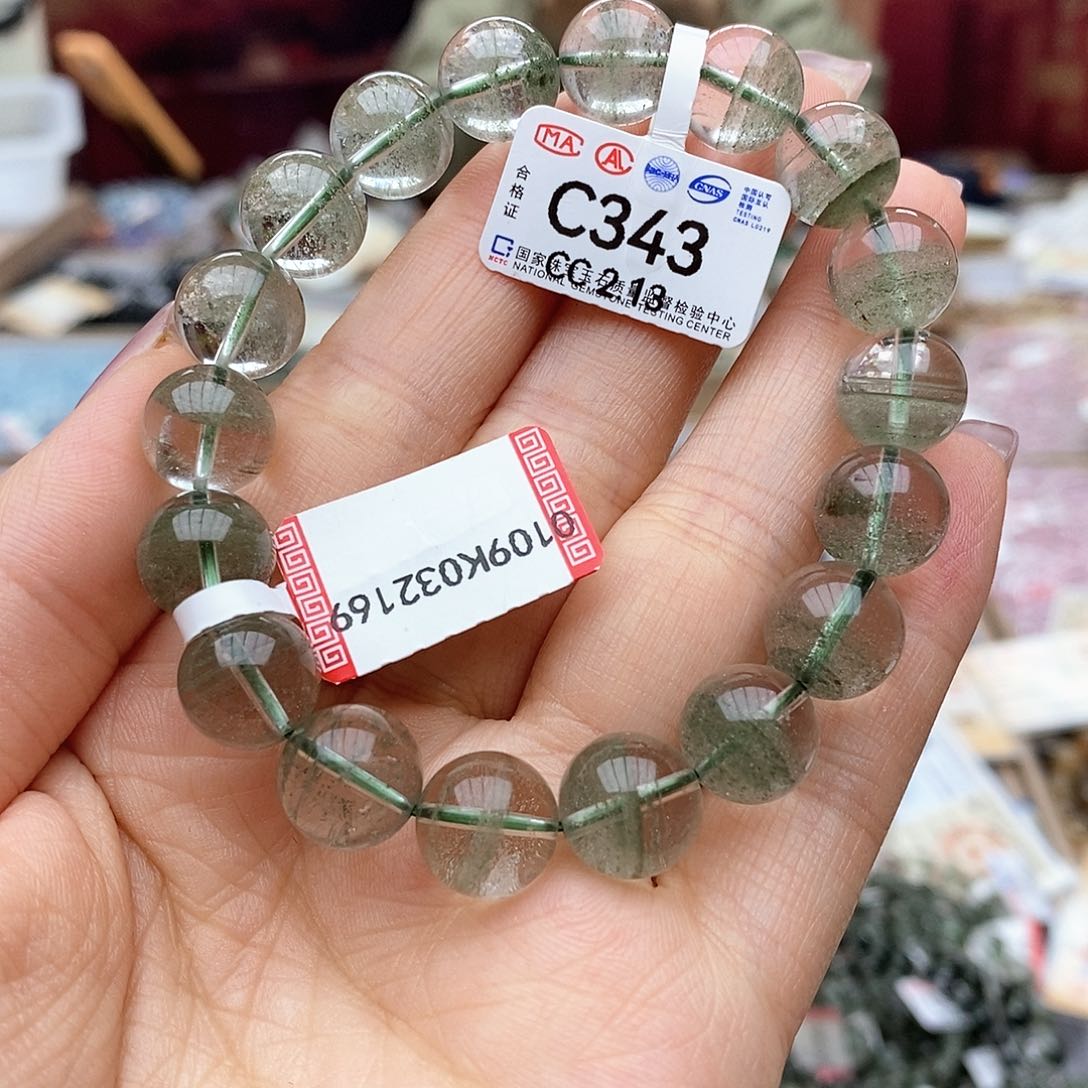 水晶手链未镶嵌C342 绿幽灵 11m+