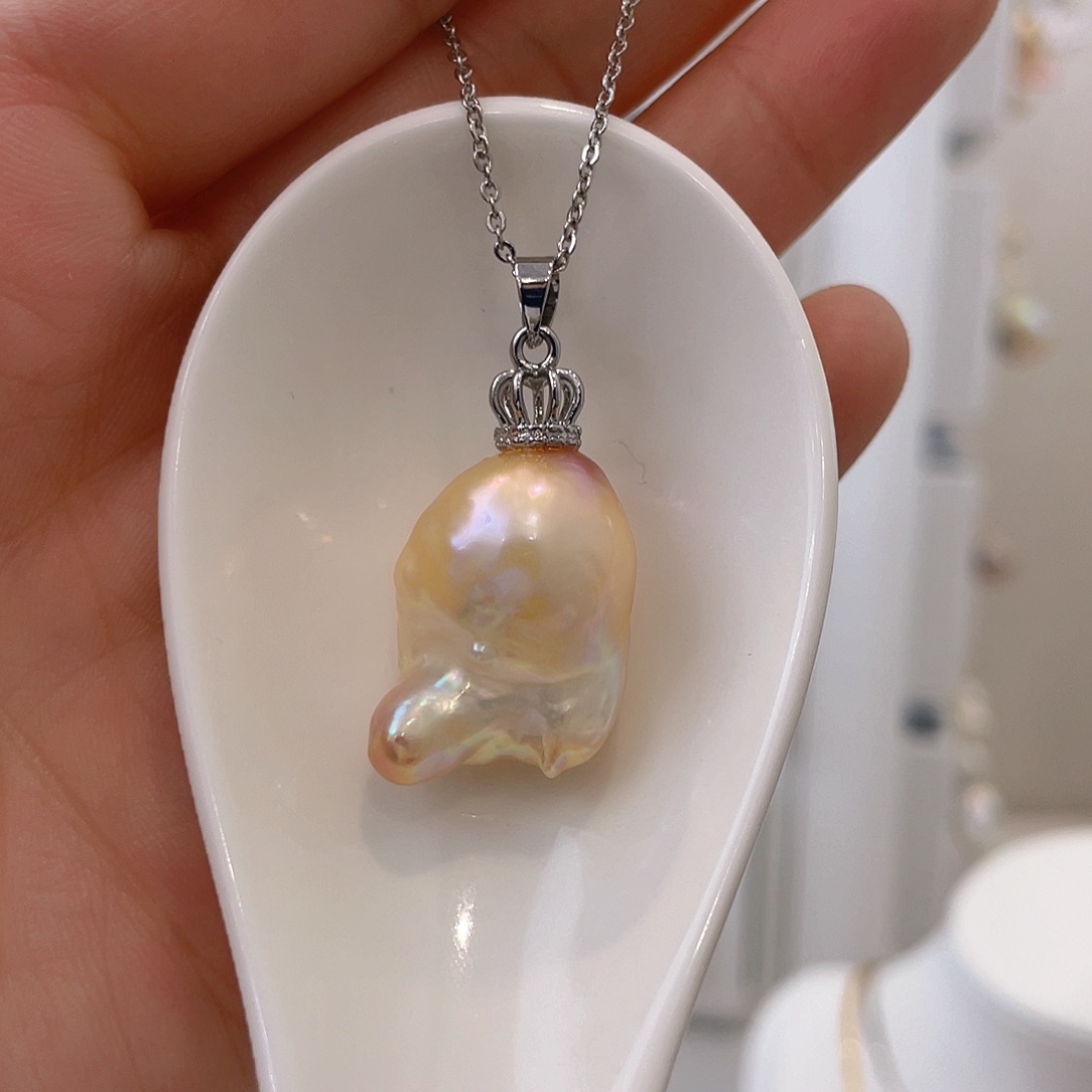 淡水珍珠天然珍珠巴洛克银S925镶嵌