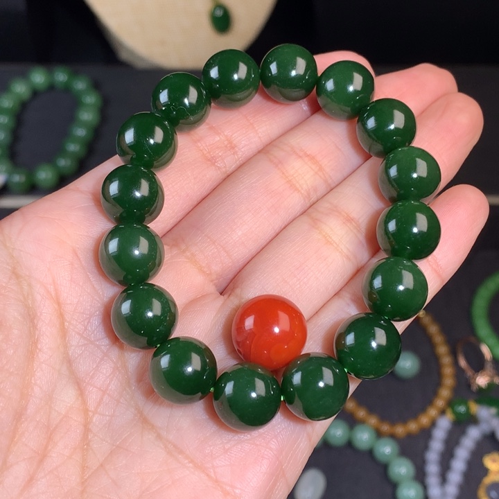和田玉（碧玉）手链未镶嵌糖**果