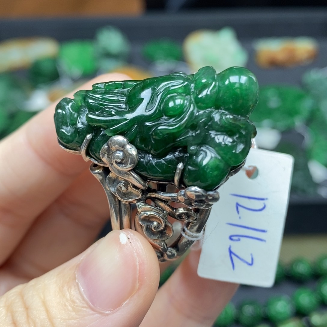 翡翠颈饰银S925镶嵌活口扳指3号