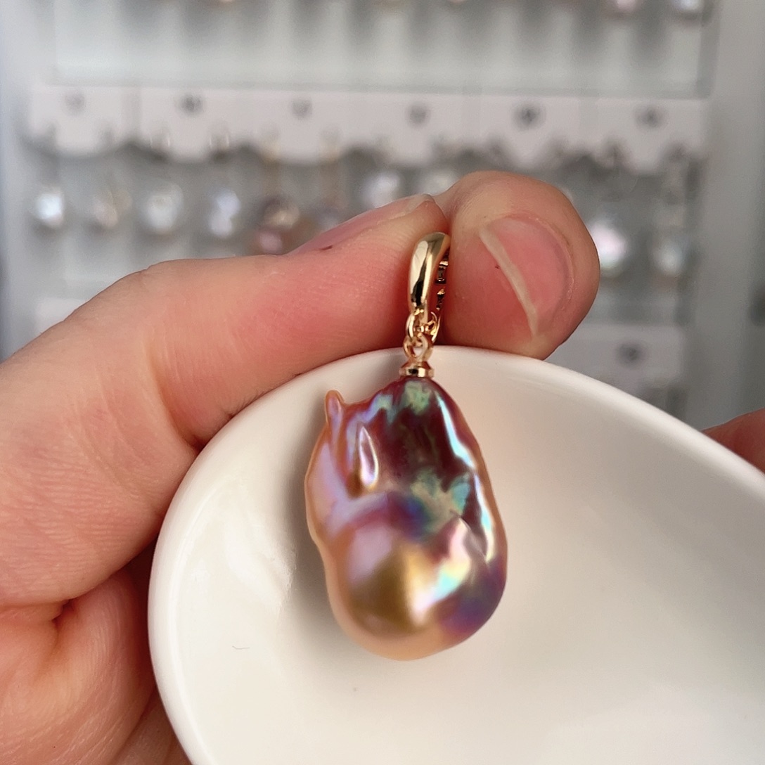 淡水珍珠天然珍珠巴洛克银S925镶嵌