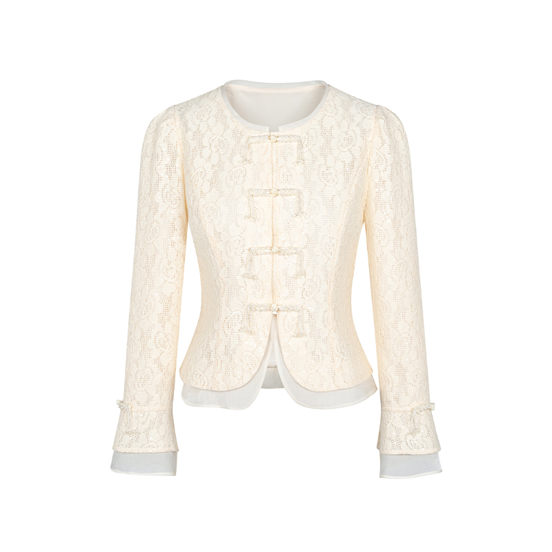 【直播专享】商场同款秋季新品国风手工钉珠盘扣衬衫N208A43592A