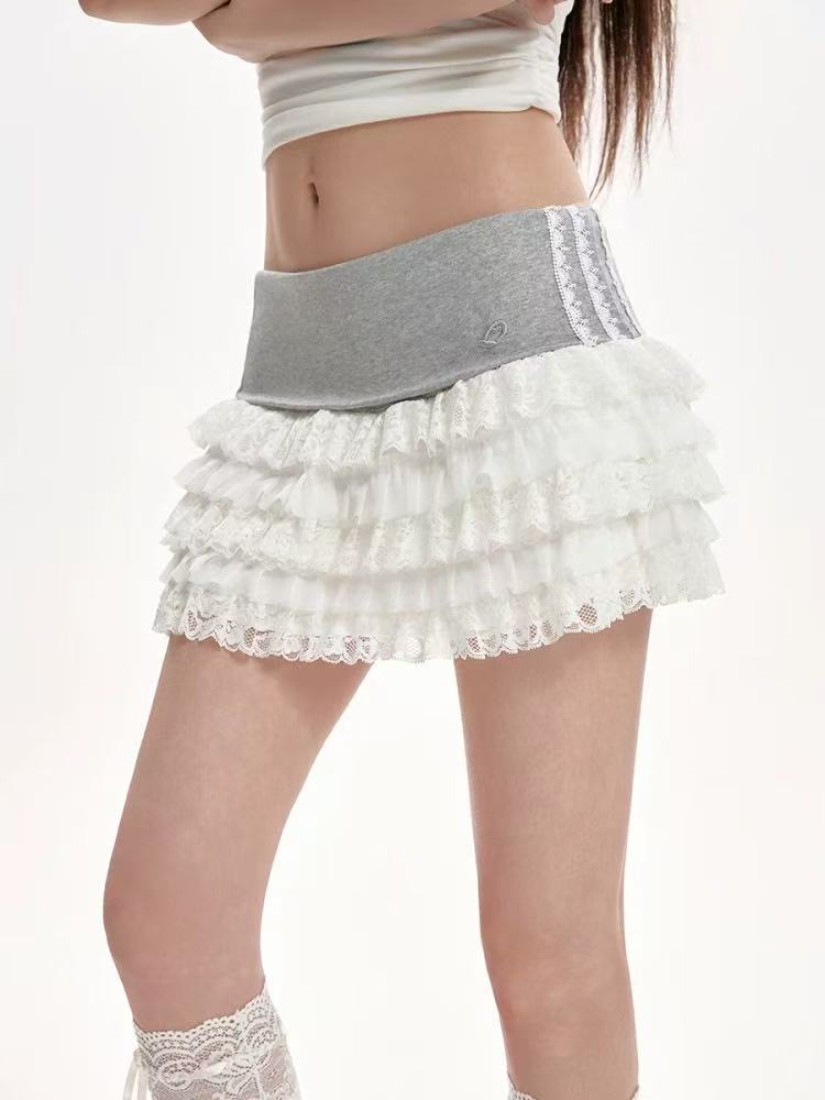 【香软小蛋糕】蕾丝花边蛋糕裙女美式甜辣风高腰蓬蓬短裙外穿