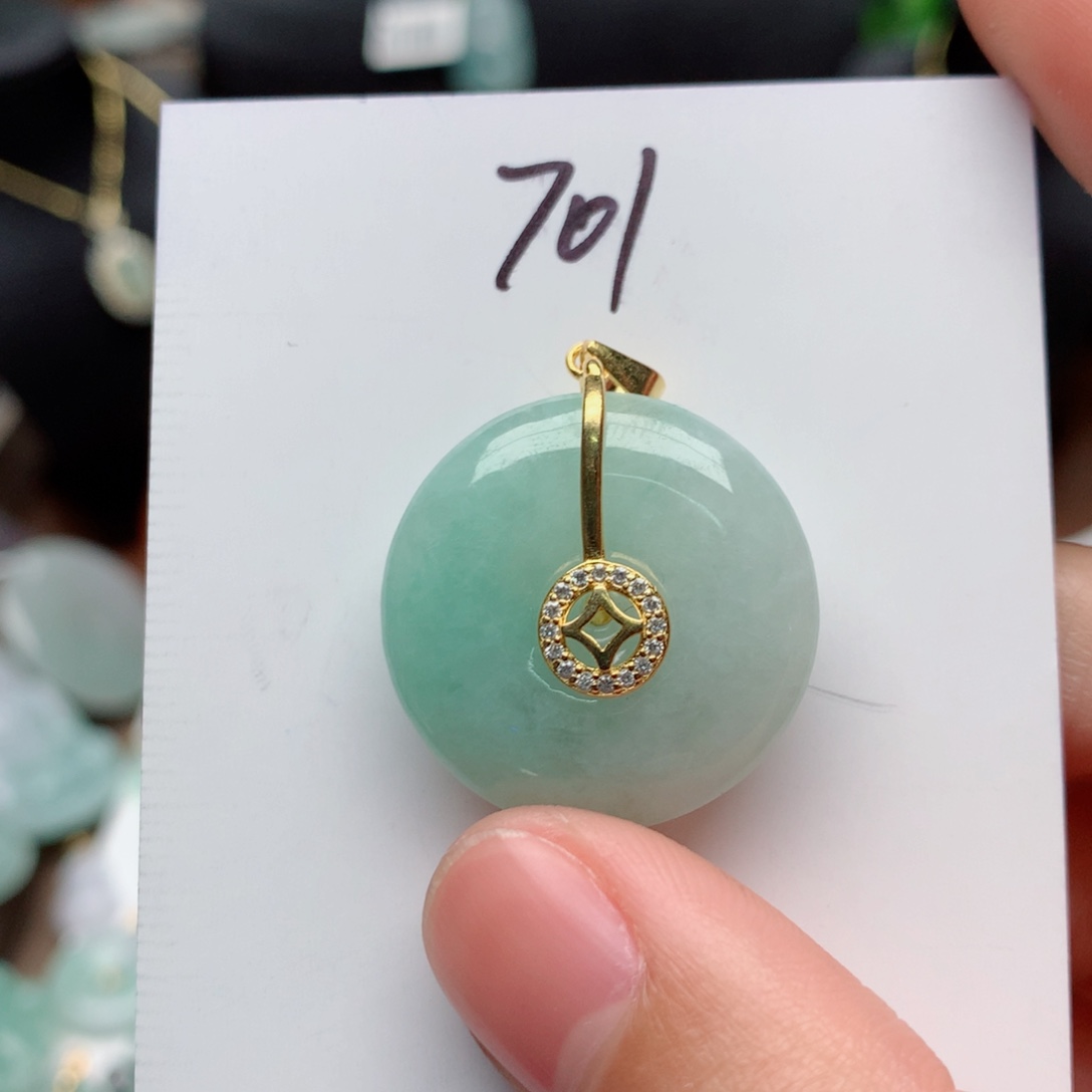 翡翠颈饰银S925镀金镶嵌吊坠