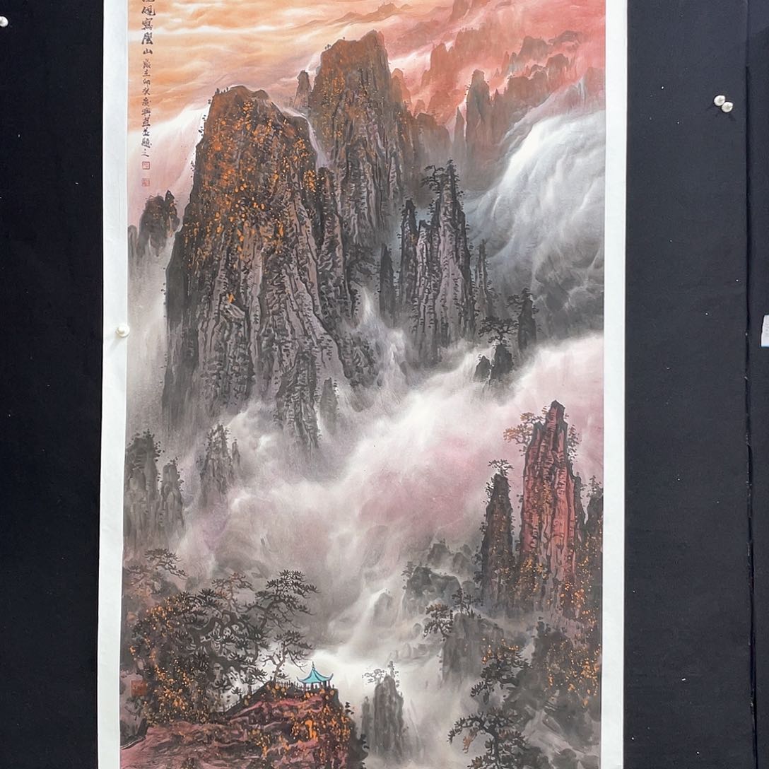 国画青**鹭手绘国画精品山水，李庆兴