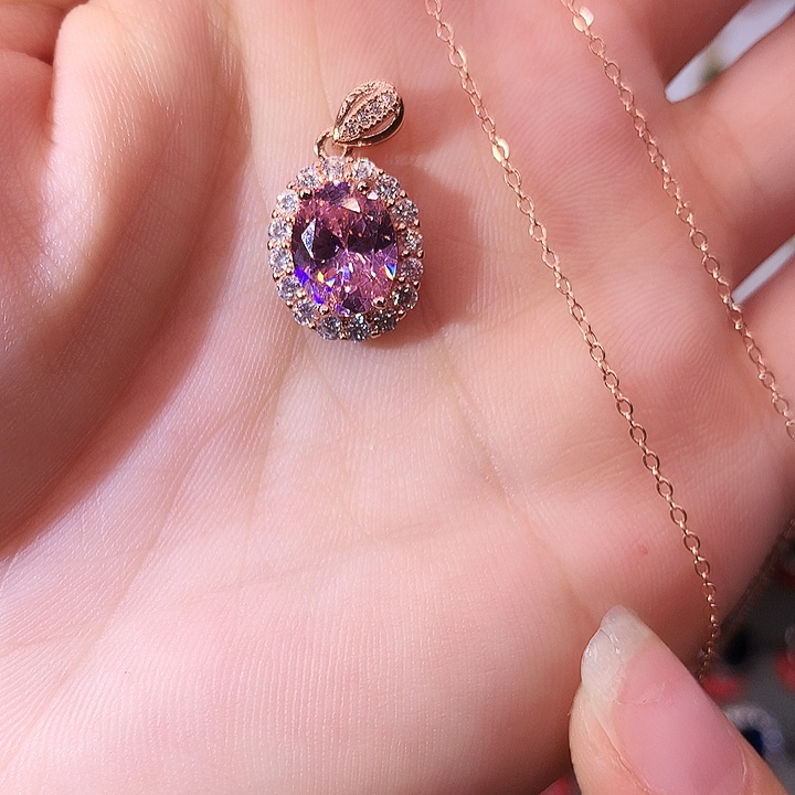 蓝宝石吊坠(赠链)银S925镶嵌