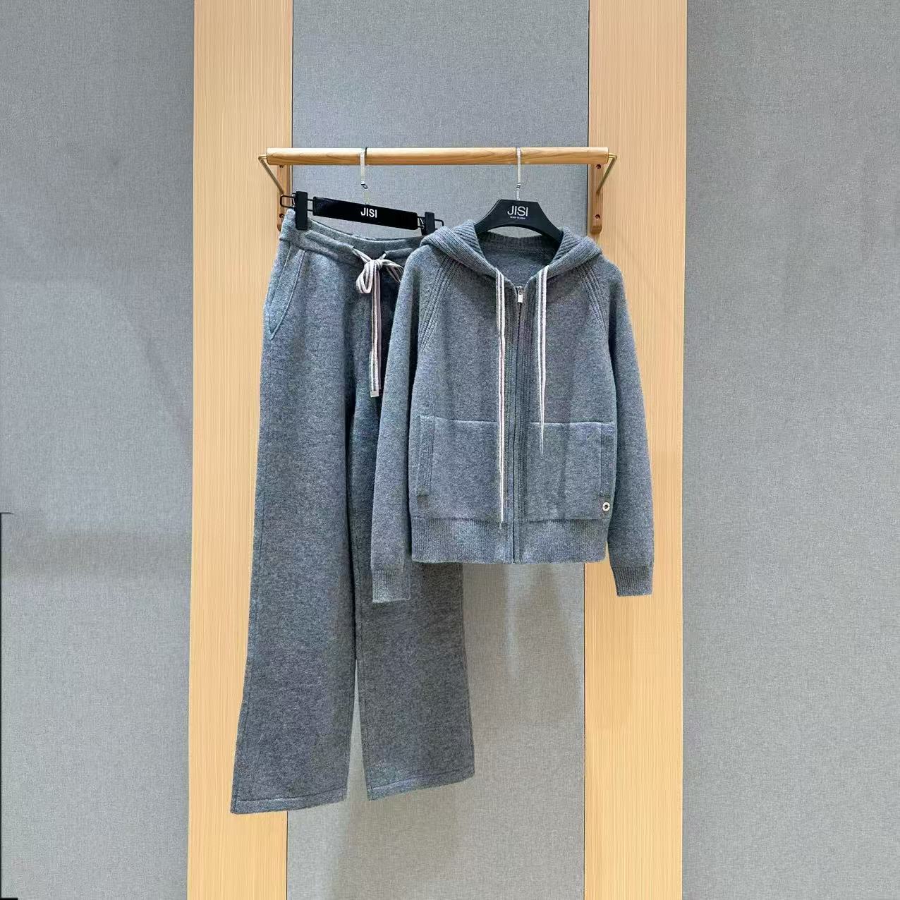 JISI LP+ 灰色宽松休闲连帽针织两件套-TZ25870A